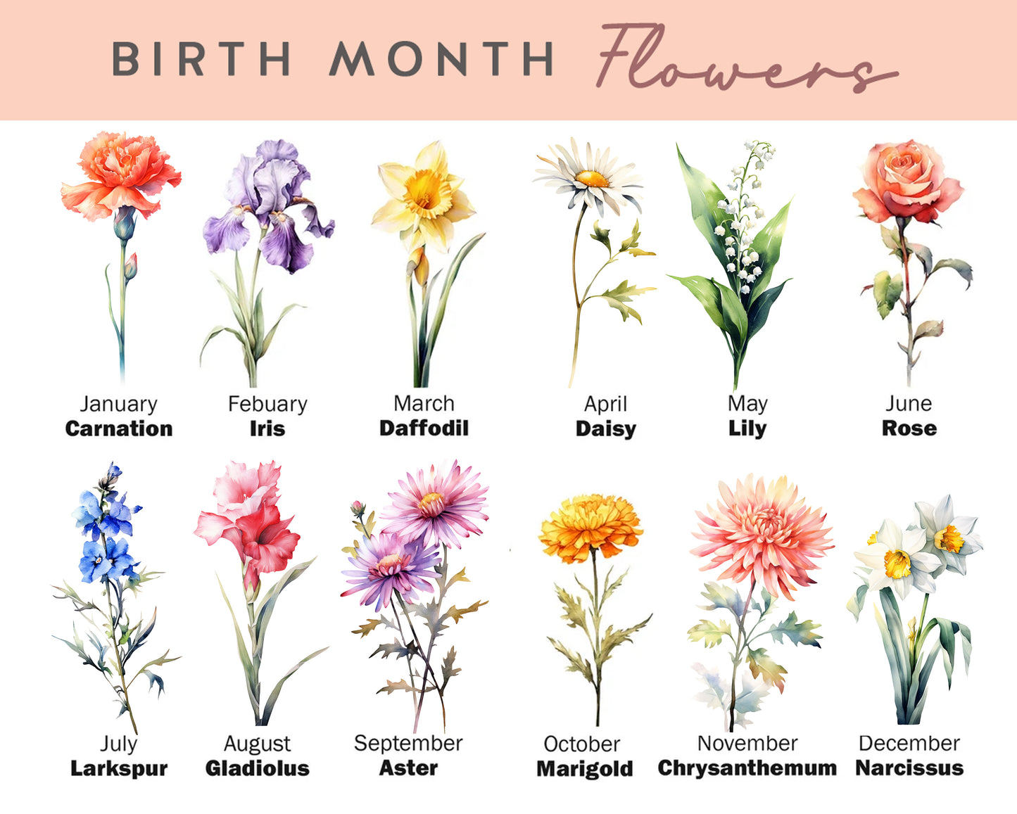 Personalized Birth Month Flower Glass tumbler Gift Box